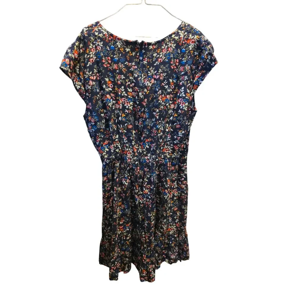 J Crew Midi Dress 6‎ Womens V Neck Cap Sleeve Floral Multicolor Summer